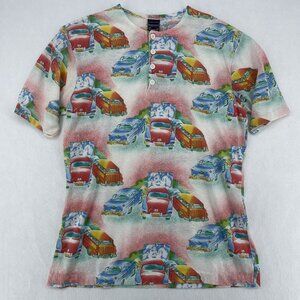 Vintage Robert Bruce Henley Shirt L Classic Car Drive-In Movie Rockabilly USA